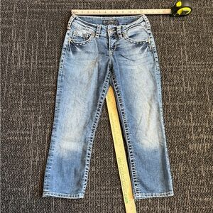 Silver Jeans Suki Flap Capri Women Size 25 Blue Denim Cropped Pants
